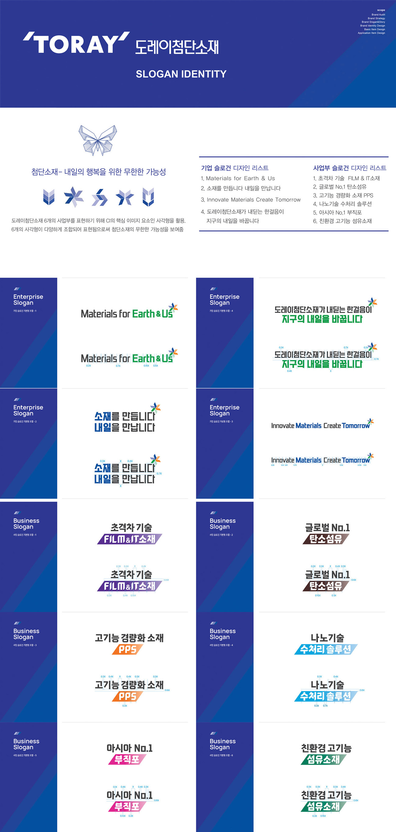 도레이첨단소재 아이덴티티 디자인 - 브랜딩 포트폴리오