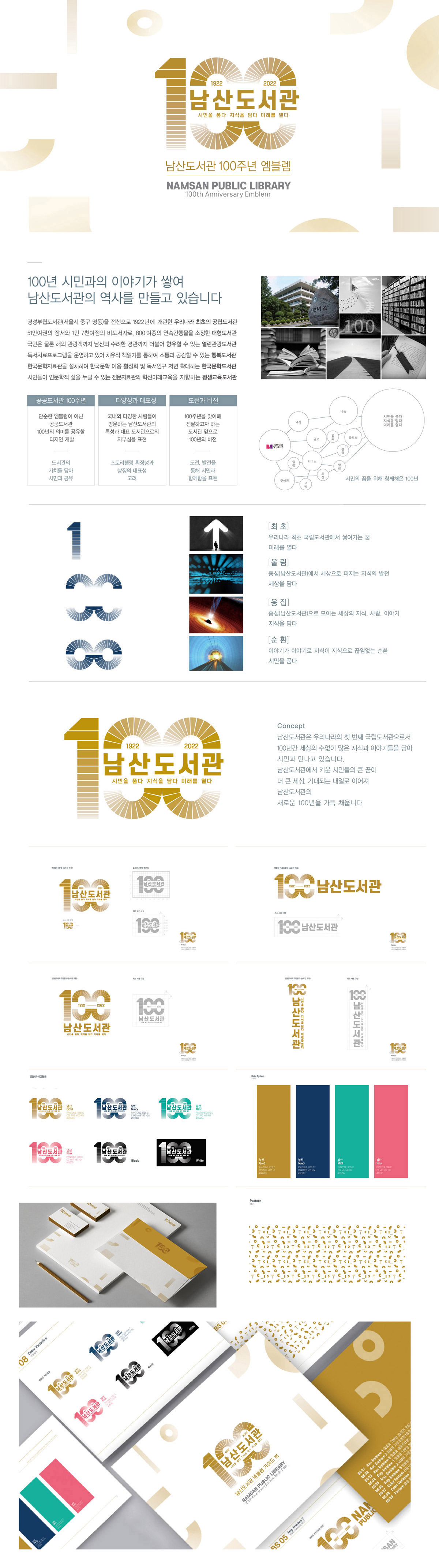 남산도서관 100주년 아이덴티티 디자인 - 브랜딩 포트폴리오