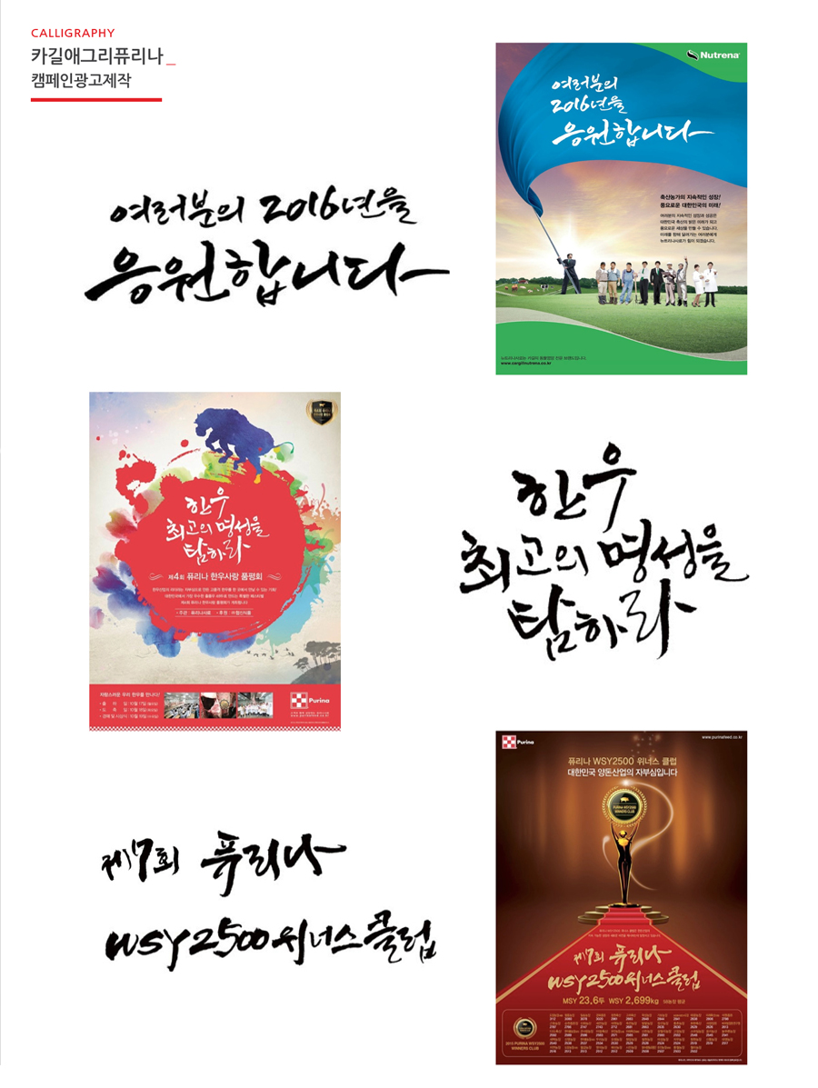 제7회 퓨리나 WSY 2500 위너스클럽 캘리그라피 - 브랜딩 포트폴리오